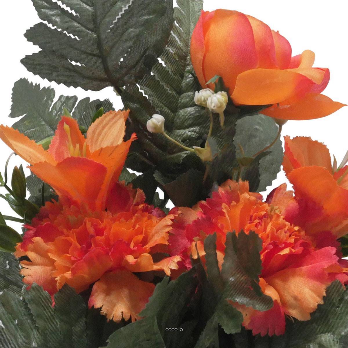 Artificielles - jardinièrre pot beton Renoncule, oeillet, et alstromeria pour la Toussaint Orange - couleur: Orange 660 - Imagen 3