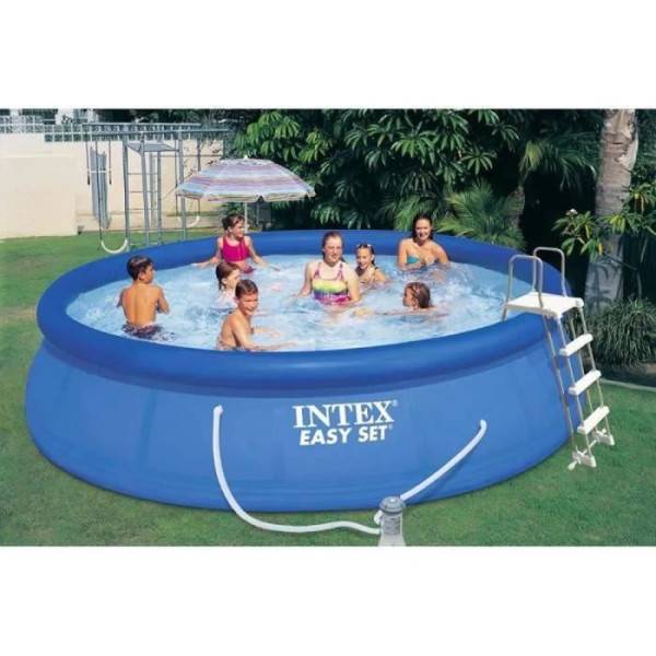 Intex - Kit Piscine hors sol autoportante INTEX - Easy Set™ - 457 x 107 cm - Ronde (Pompe, bâche, tapis de sol, échelle) - 26166NP - Image 3
