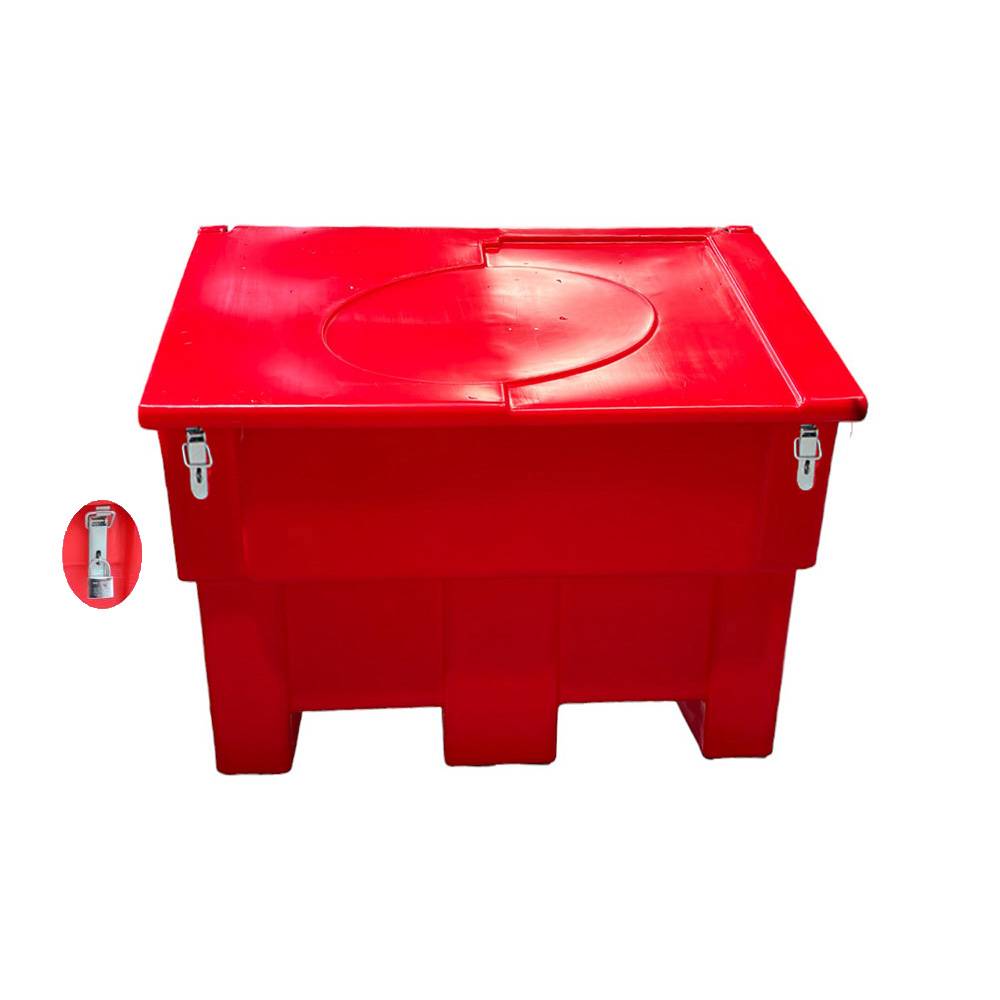 Bac à sable incendie/ à sel de déneigement 300l avec grenouillères+cadenas-lot de 6-plast'up rotomoulage - Imagen 1