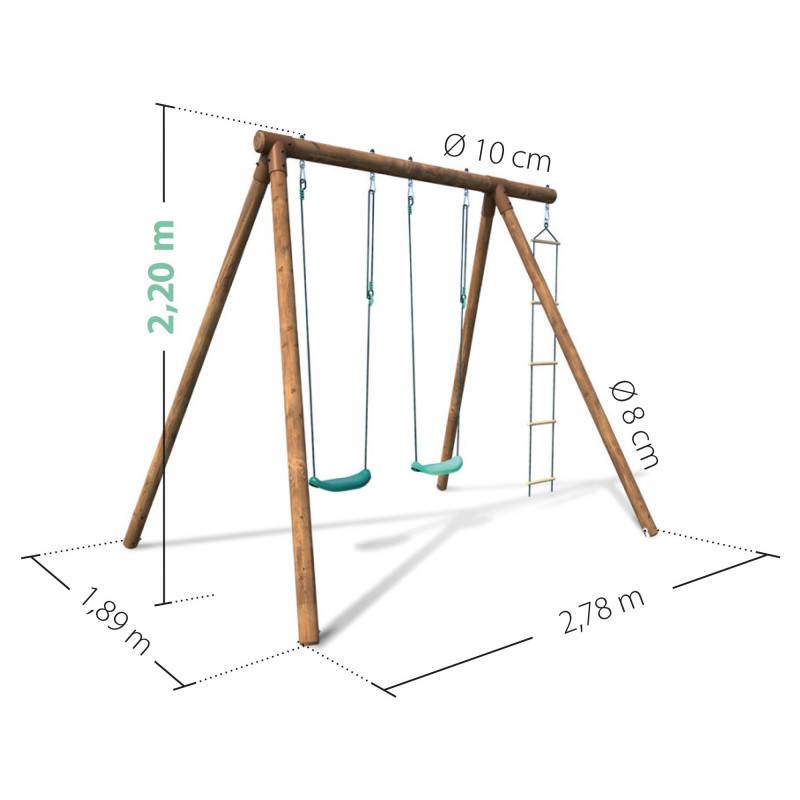 Soulet - Pórtico de madera redondo 3 accesorios con escalera ARTHUR - Imagen 4