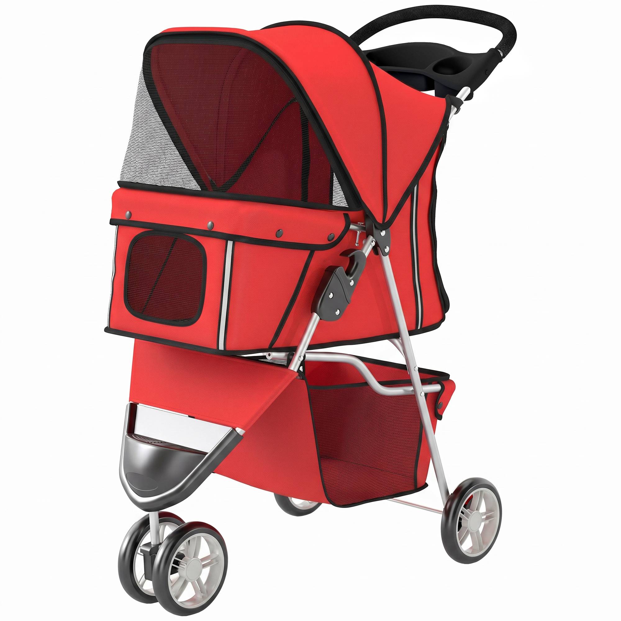 ComfortXL - Poussette chien pliable acier tissu Oxford rouge 77 x 44 cm petit chien roues pivotantes - ComfortXL Outdoor Living