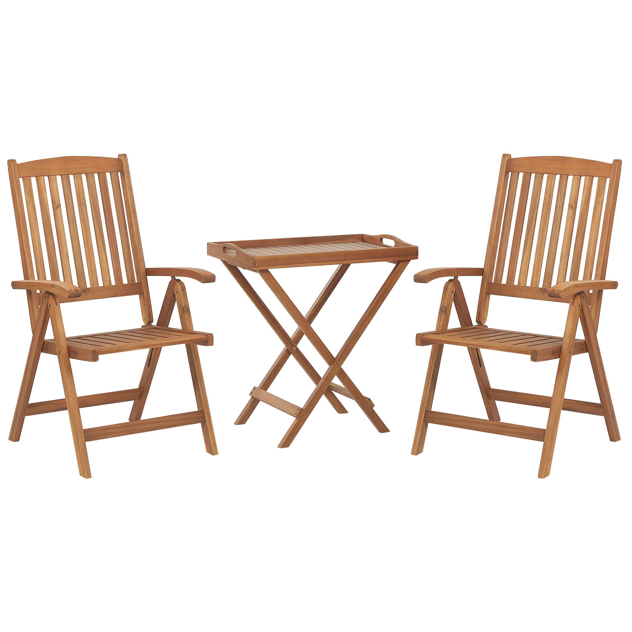 Beliani - Set de Jardin Pliable en Bois d'Acacia avec Coussins Gris-Beige pour 2 Personnes Rustique et Durable pour Balcon - Imagen 4