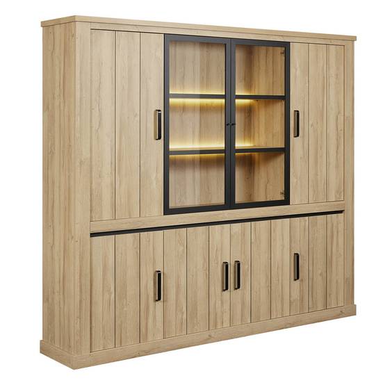 Ensemble Salon Meuble TV et Bibliothèque Aspect Bois Chêne Clair - LORENZO - Image 3