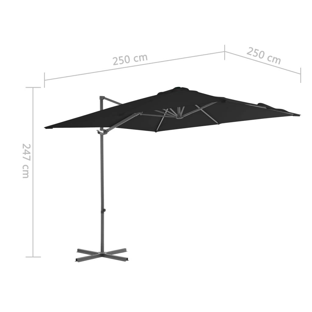 Helloshop26 - Parasol déporté avec mât en acier inclinaison et rotation sur 360 degrés 250 x 250 cm noir - Imagen 8