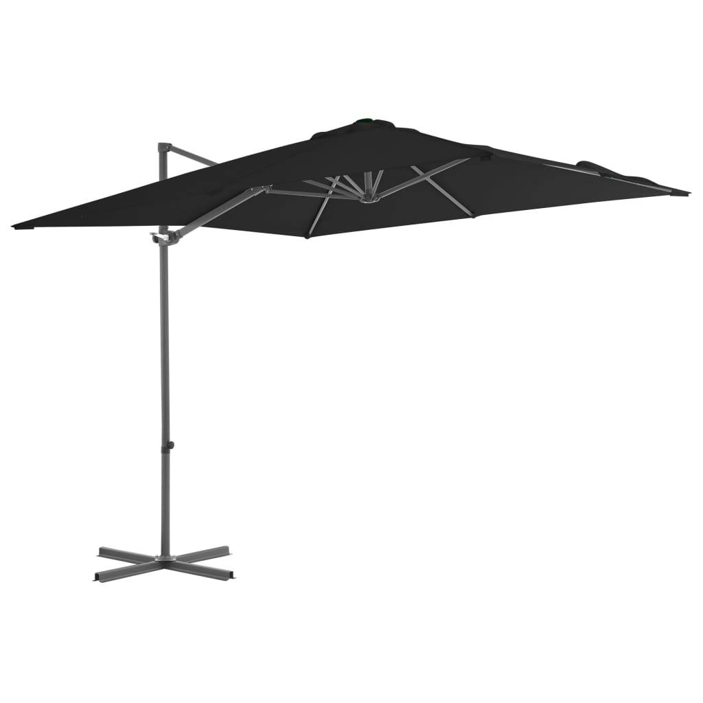Helloshop26 - Parasol déporté avec mât en acier inclinaison et rotation sur 360 degrés 250 x 250 cm noir - Imagen 1