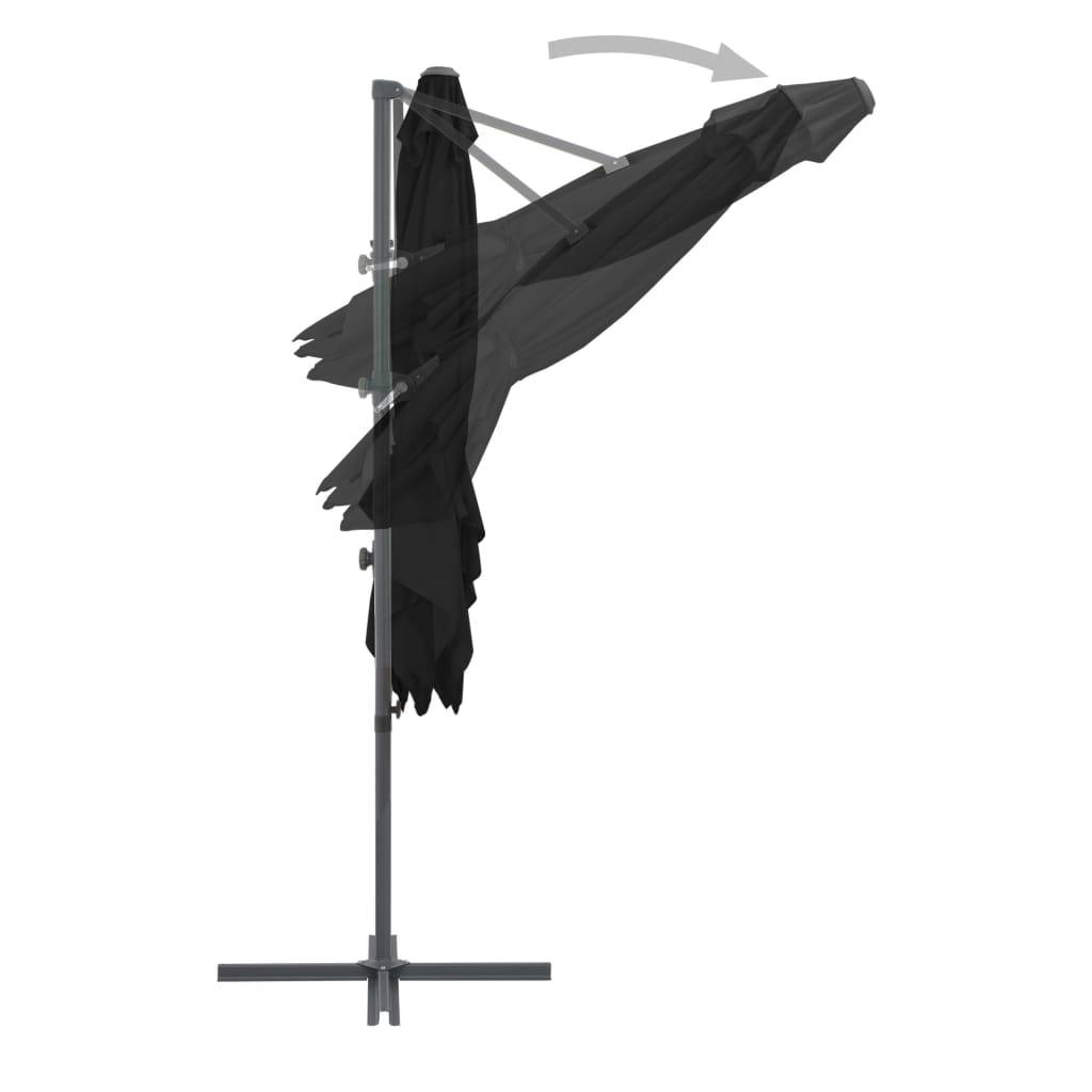 Helloshop26 - Parasol déporté avec mât en acier inclinaison et rotation sur 360 degrés 250 x 250 cm noir - Imagen 5