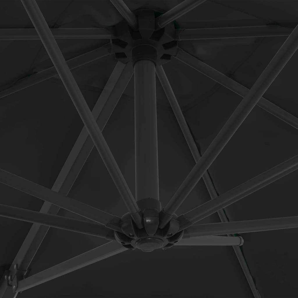 Helloshop26 - Parasol déporté avec mât en acier inclinaison et rotation sur 360 degrés 250 x 250 cm noir - Imagen 6