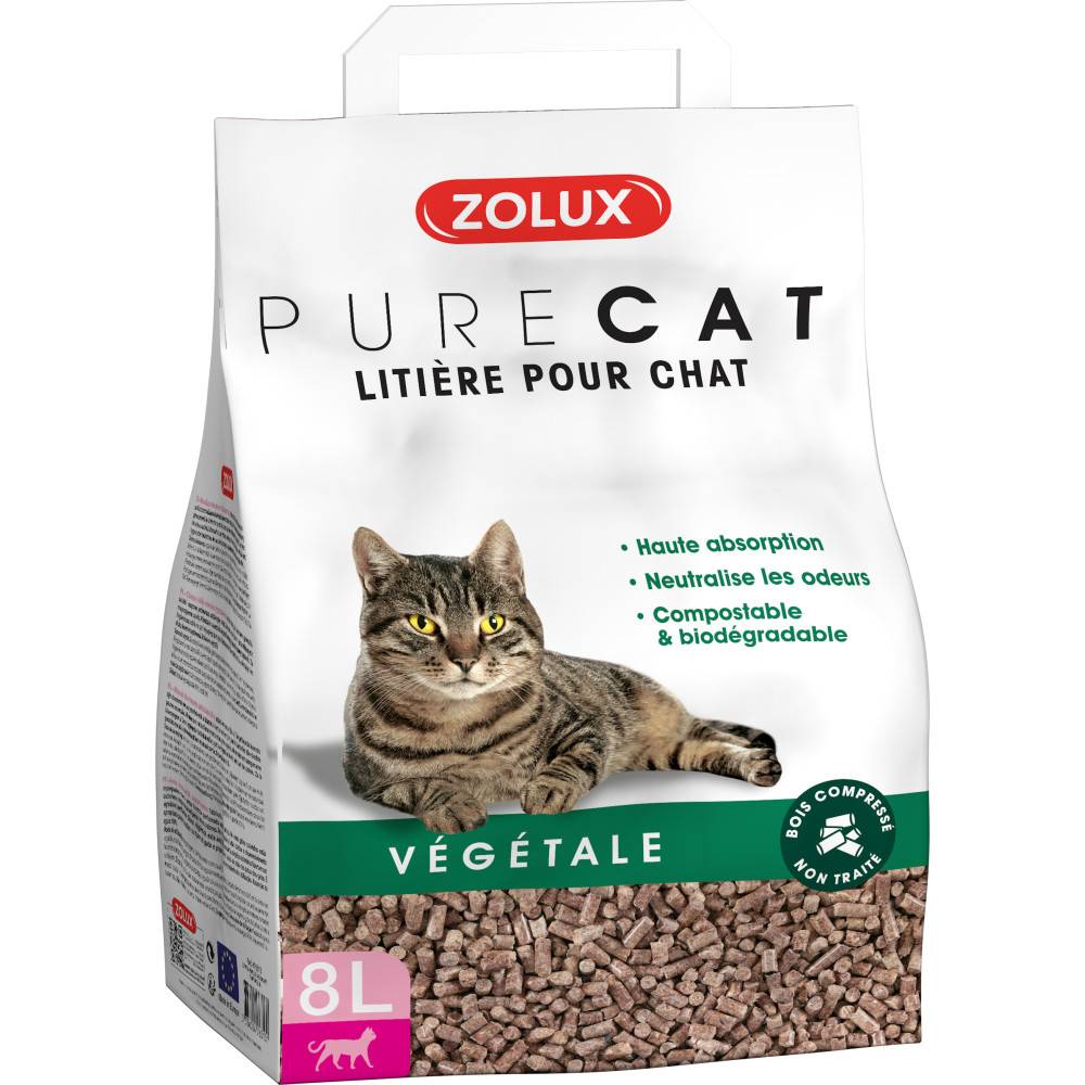 Zolux - zolux - Litière végétale granules de bois PureCat 8 L soit 4.5 kg pour chat
