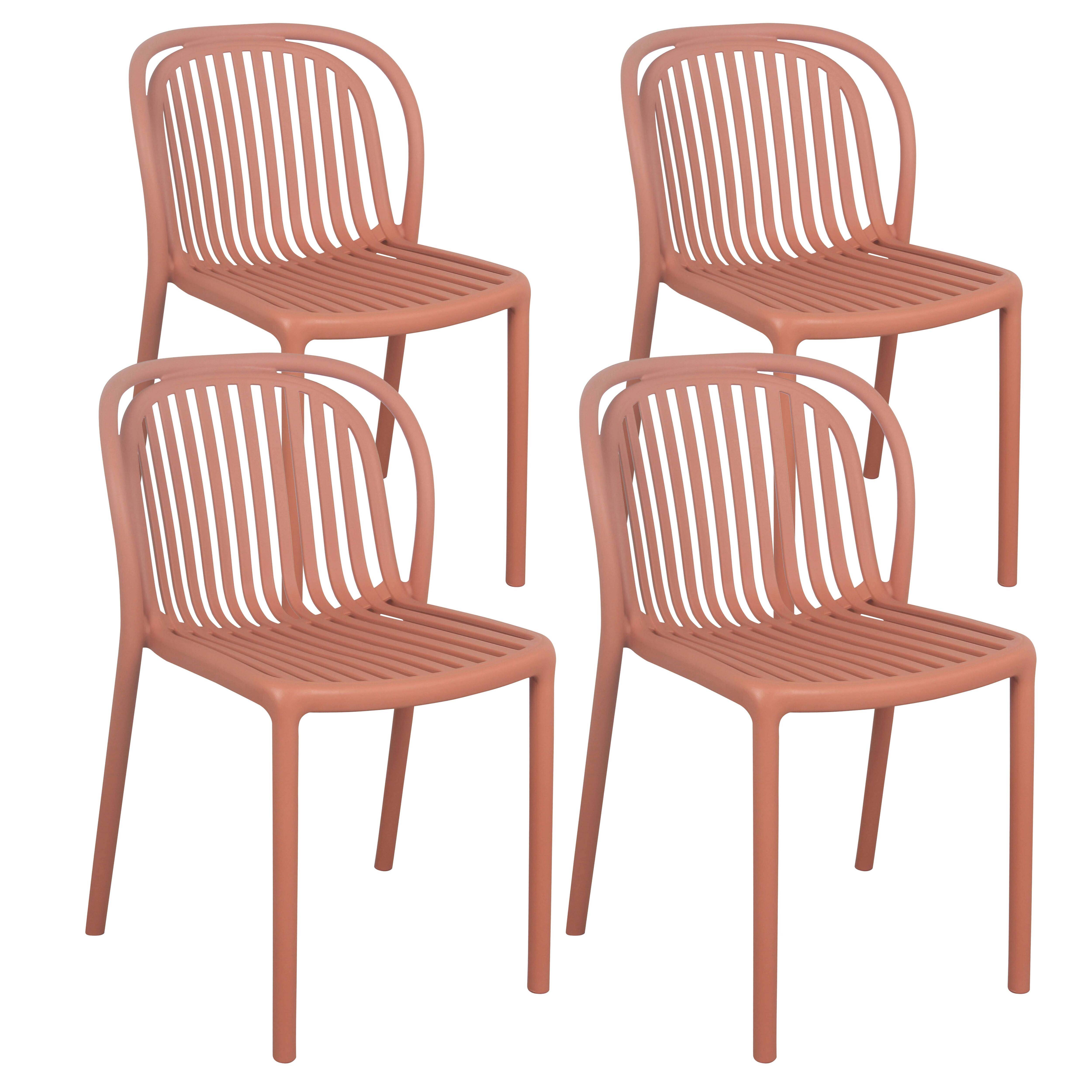 Oviala - Lot de 4 chaises de terrasse en plastique terracotta Copenhague - Oviala - Imagen 1