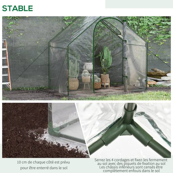 Serre de Jardin Balcon terrasse Serre pour tomates 1,8L x 1l x 1,68H m Acier plastique imperméable Transparent Vert - Image 8