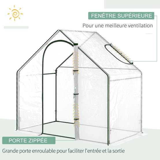Serre de Jardin Balcon terrasse Serre pour tomates 1,8L x 1l x 1,68H m Acier plastique imperméable Transparent Vert - Image 6