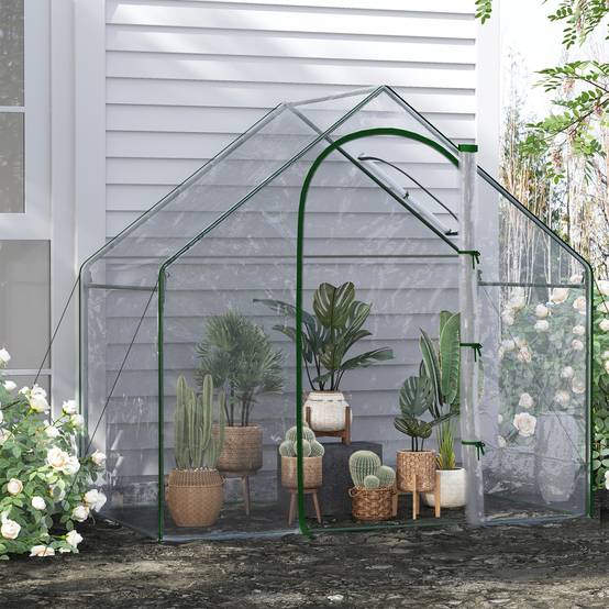 Serre de Jardin Balcon terrasse Serre pour tomates 1,8L x 1l x 1,68H m Acier plastique imperméable Transparent Vert - Image 3