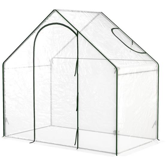 Serre de Jardin Balcon terrasse Serre pour tomates 1,8L x 1l x 1,68H m Acier plastique imperméable Transparent Vert - Image 2