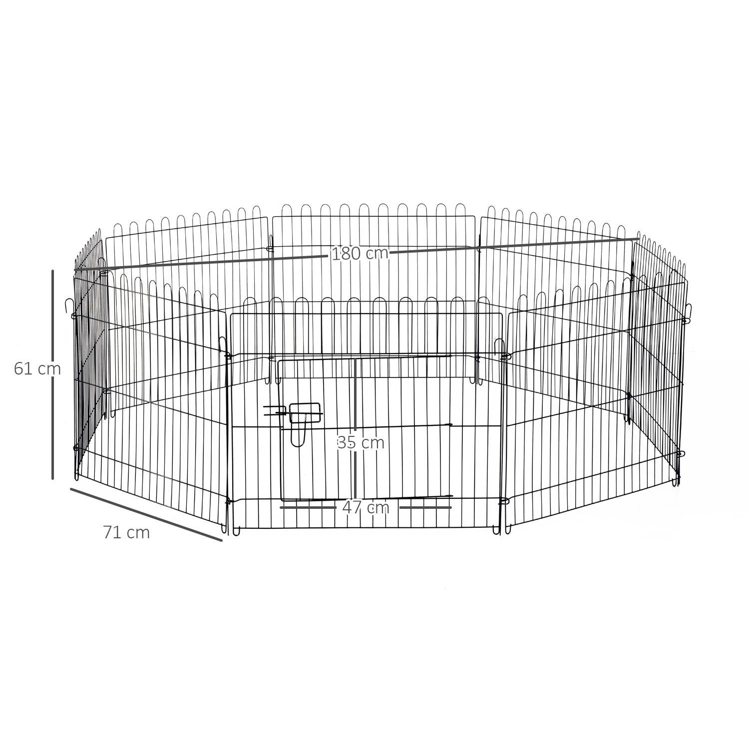 Parc pour chien 8 panneaux 71x61 cm, cage pliable en métal avec porte, pour jardin, terrasse ou extérieur, noir - Image 5
