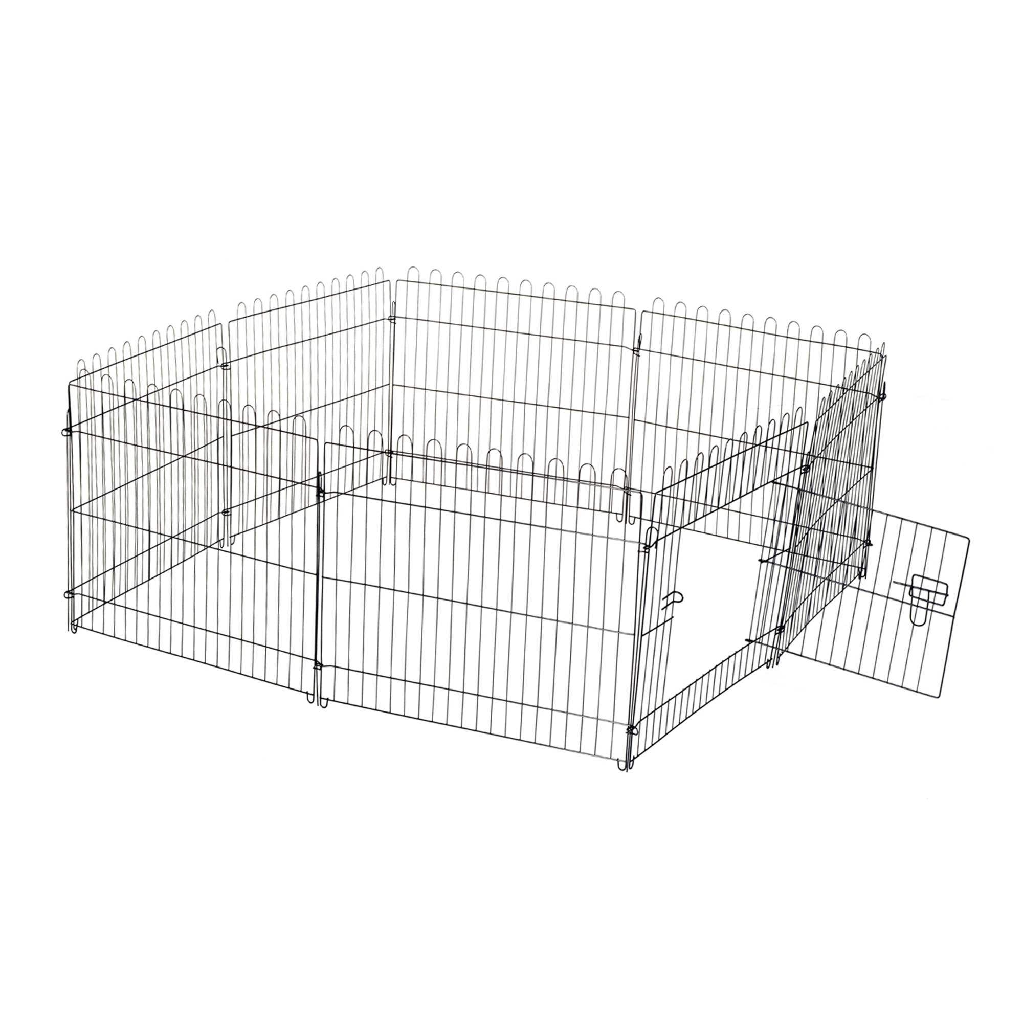 Parc pour chien 8 panneaux 71x61 cm, cage pliable en métal avec porte, pour jardin, terrasse ou extérieur, noir - Image 2