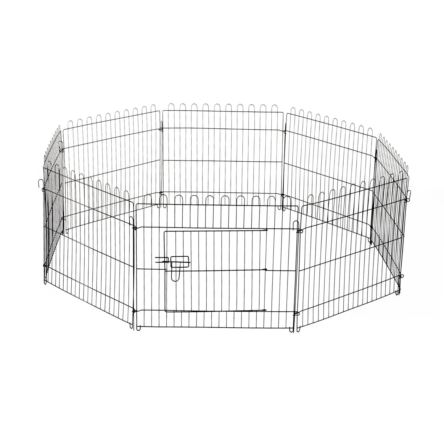 Parc pour chien 8 panneaux 71x61 cm, cage pliable en métal avec porte, pour jardin, terrasse ou extérieur, noir - Image 1