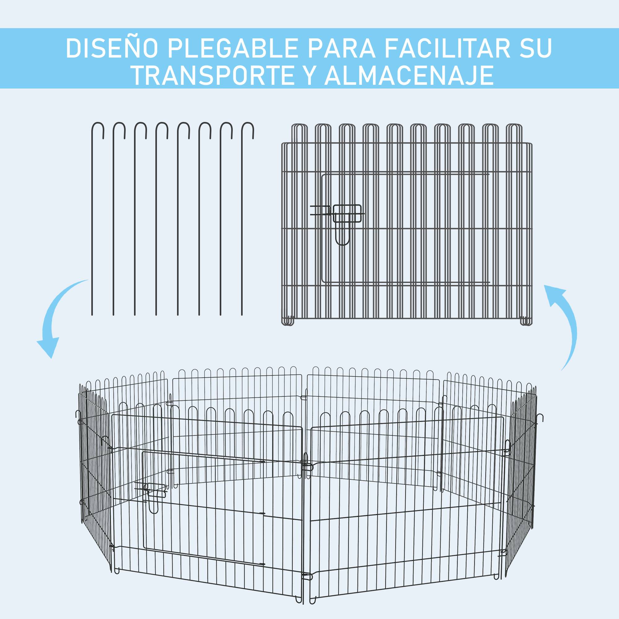 Parc pour chien 8 panneaux 71x61 cm, cage pliable en métal avec porte, pour jardin, terrasse ou extérieur, noir - Image 6
