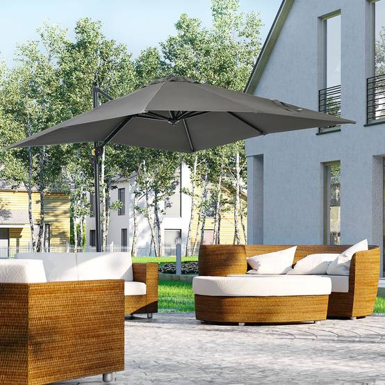 Parasol déporté Métal Gris 245x245x245 cm - Image 3