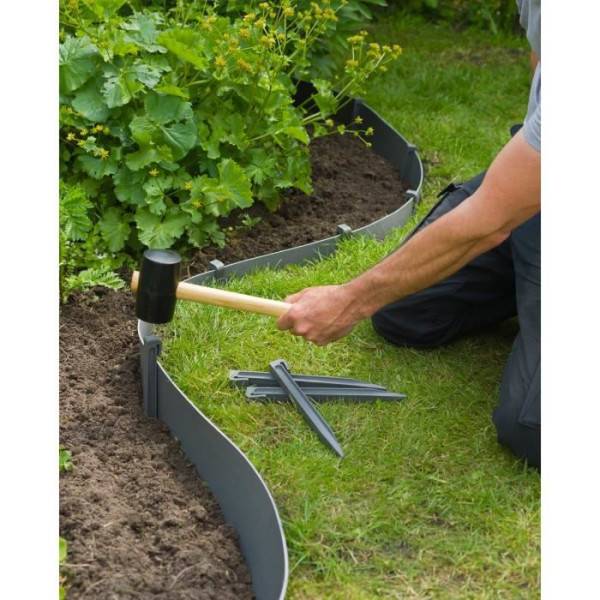 Ancres pour bordure de jardin en polypropylene - NATURE - H 26,7 x 1,9 x 1,8 cm - Gris - Image 2