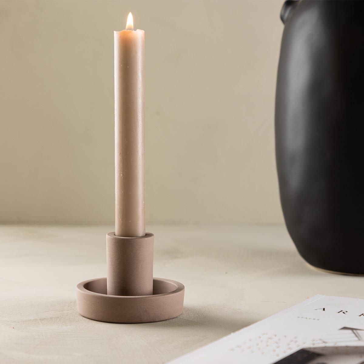 Bougeoir Design en Argile "Ceco" 11cm Marron - Image 2