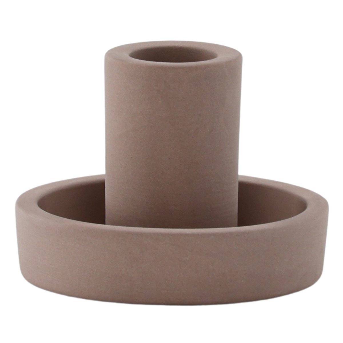 Bougeoir Design en Argile "Ceco" 11cm Marron - Image 1