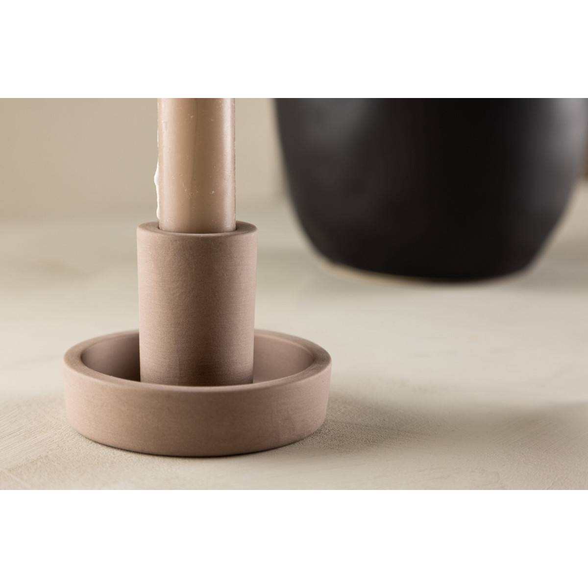 Bougeoir Design en Argile "Ceco" 11cm Marron - Image 3