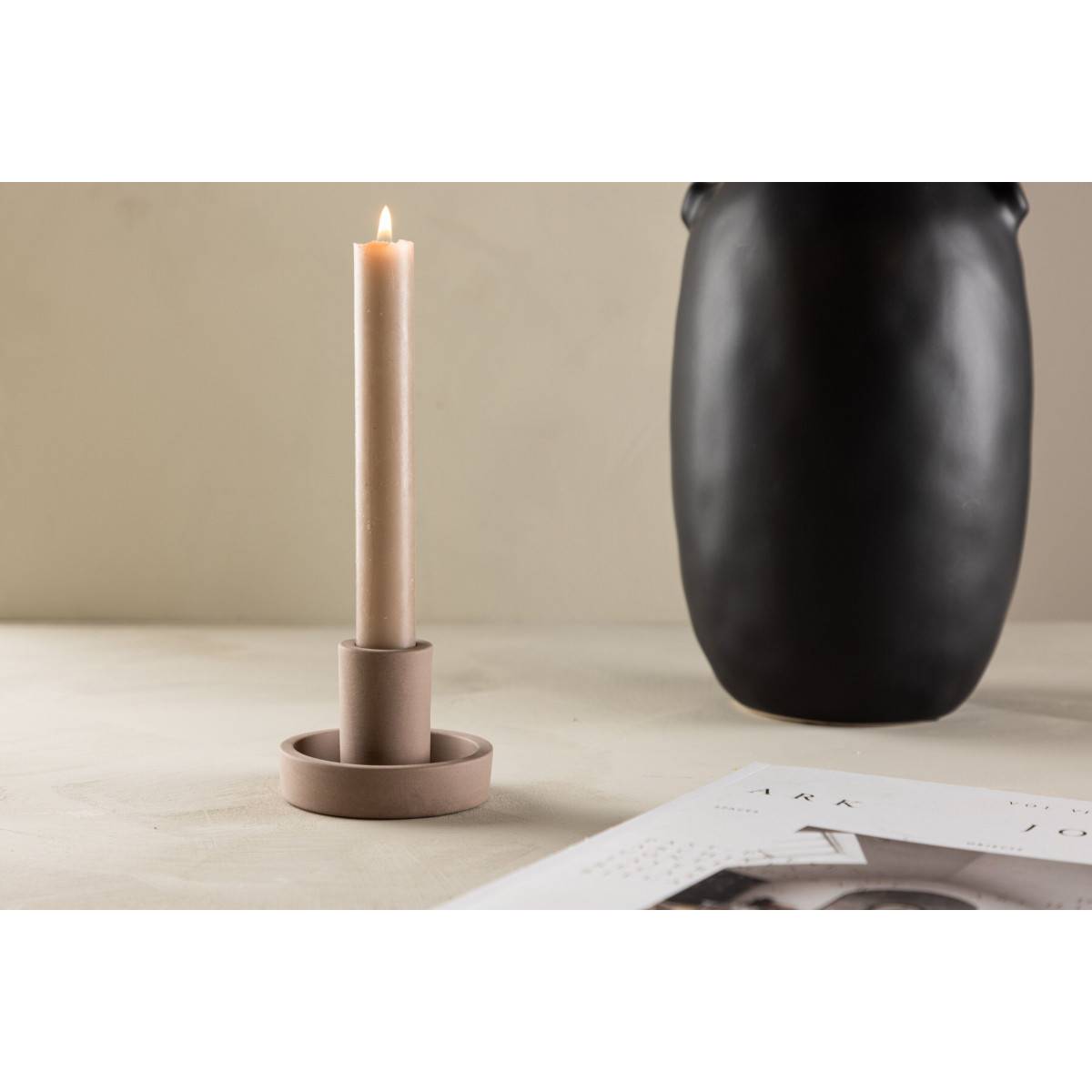 Bougeoir Design en Argile "Ceco" 11cm Marron - Image 4