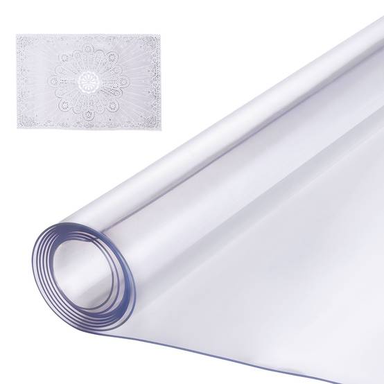 VEVOR Nappe PVC transparente, 54x54", 1.5mm, carrée, résistant eau, bureau, salle à manger. - Image 1