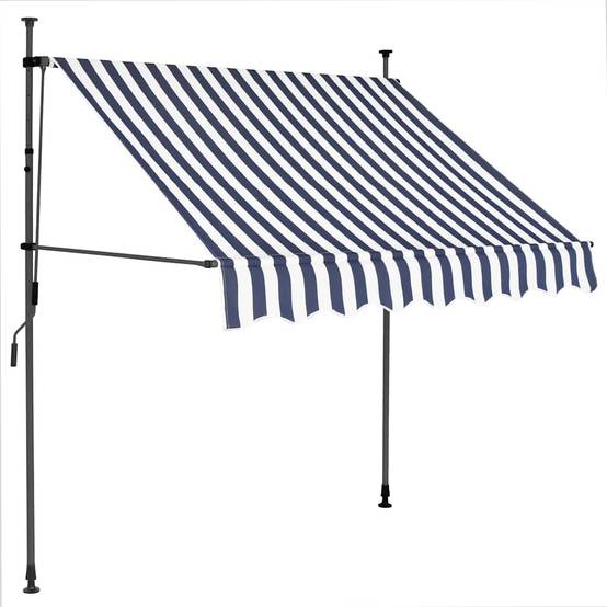 ComfortXL - Store Balcon LED Solaire sans Perçage Manuel Rétractable Anti-UV Rayé Bleu Blanc 100x120 cm – ComfortXL Outdoor Living - Image 2