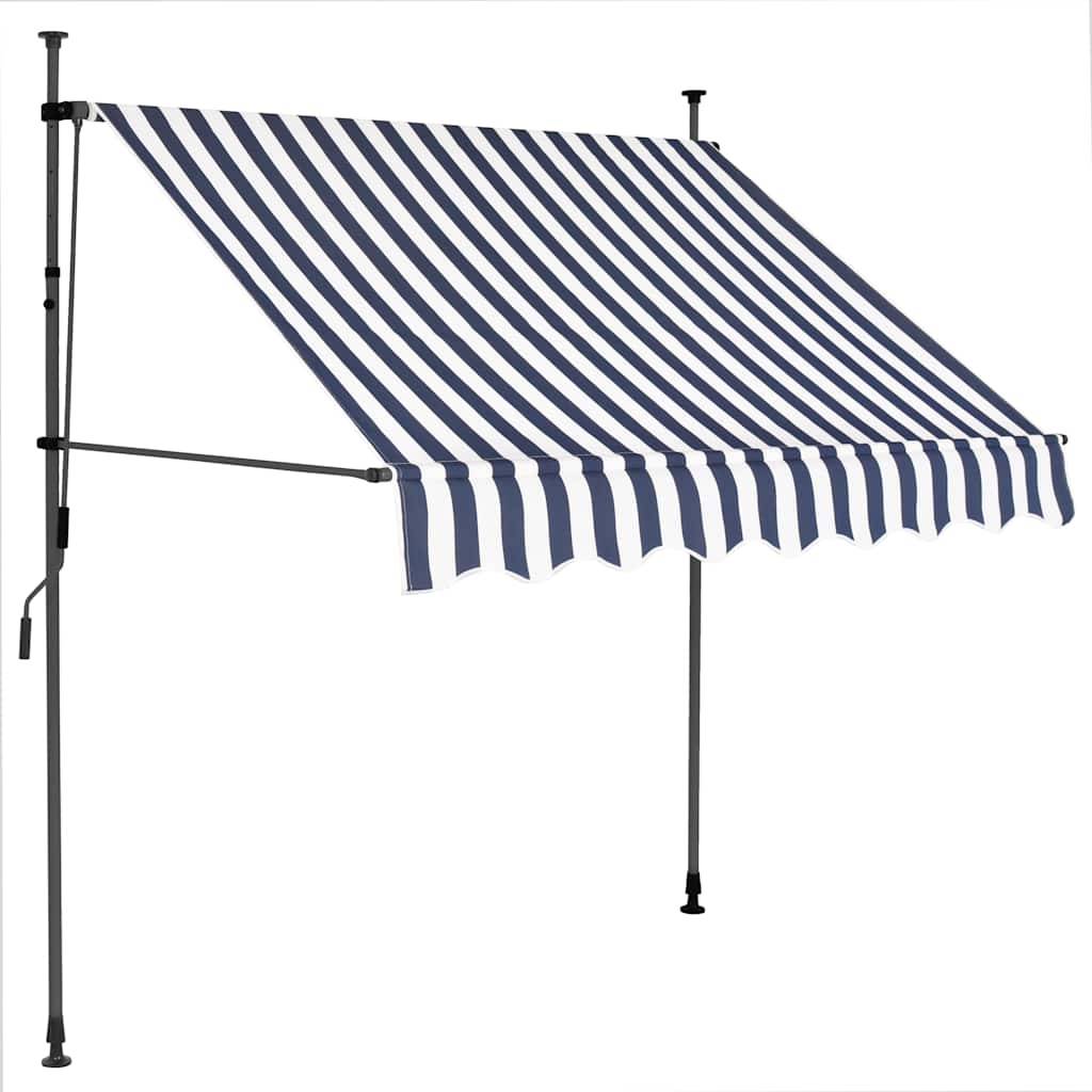 ComfortXL - Store Balcon LED Solaire sans Perçage Manuel Rétractable Anti-UV Rayé Bleu Blanc 100x120 cm – ComfortXL Outdoor Living - Image 2