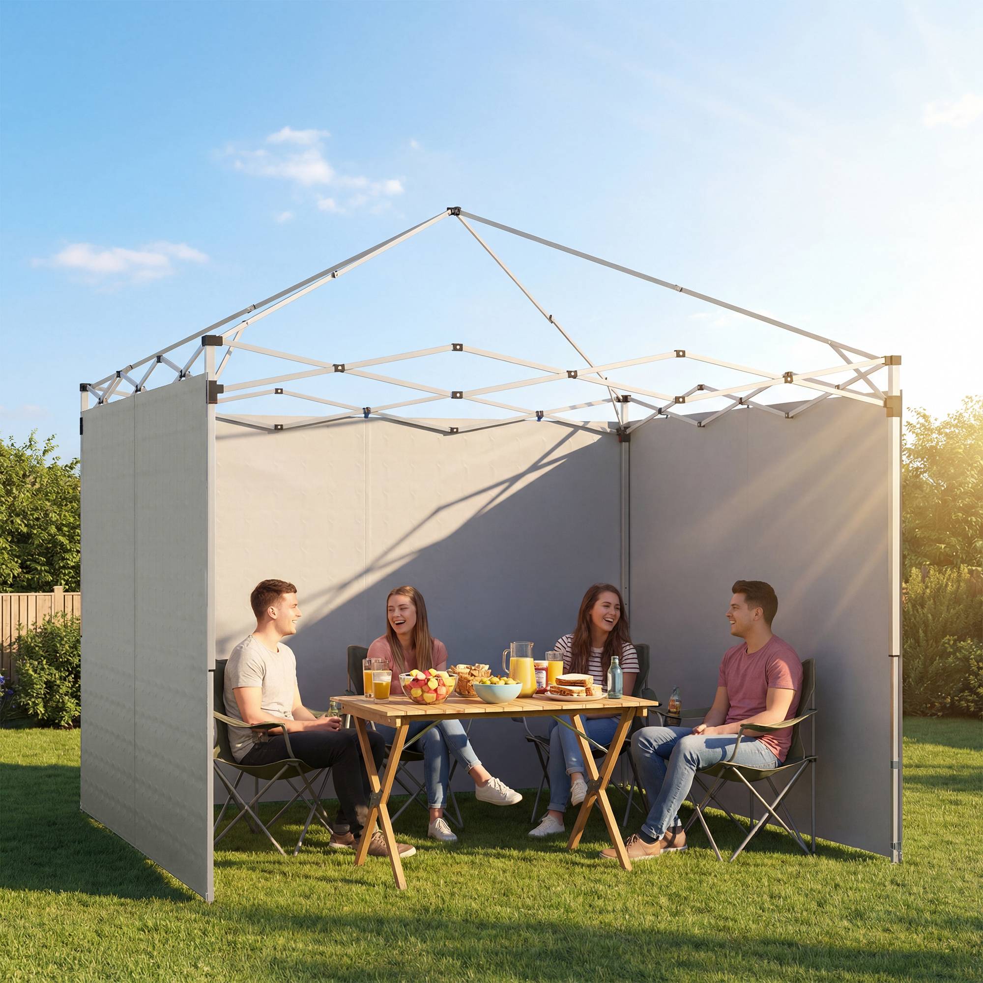 ComfortXL - Toiles de rechange tissu Oxford pour tonnelle pliante parois zippées 3x3m gris clair - ComfortXL Outdoor Living - Image 3