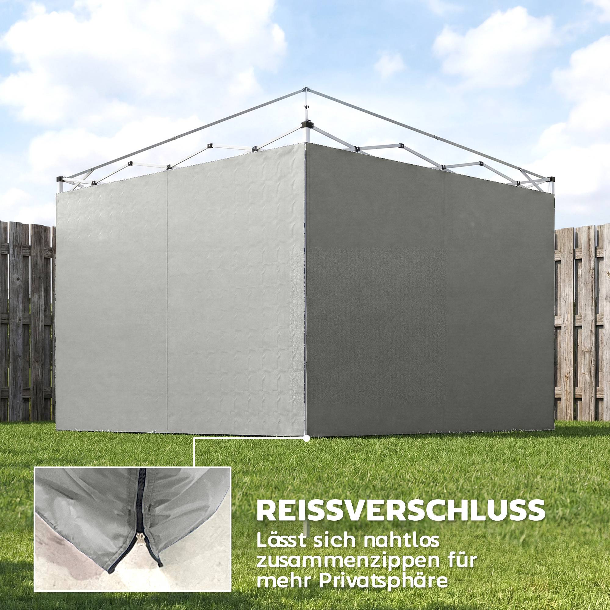 ComfortXL - Toiles de rechange tissu Oxford pour tonnelle pliante parois zippées 3x3m gris clair - ComfortXL Outdoor Living - Image 8