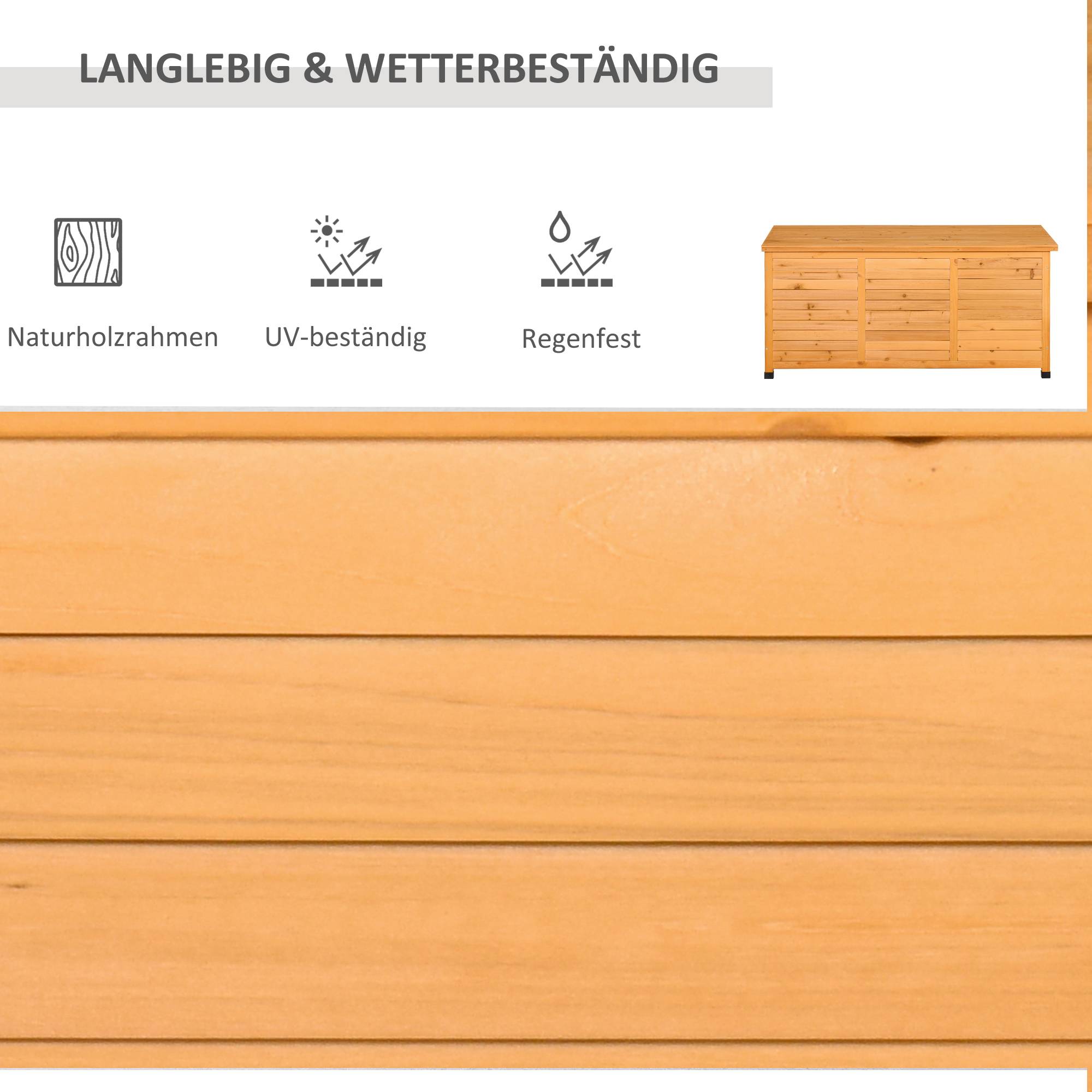 ComfortXL - Coffre Jardin Bois Sapin Extérieur Banc Rangement Grande Capacité 127cm Jaune - ComfortXL Outdoor Living - Image 4