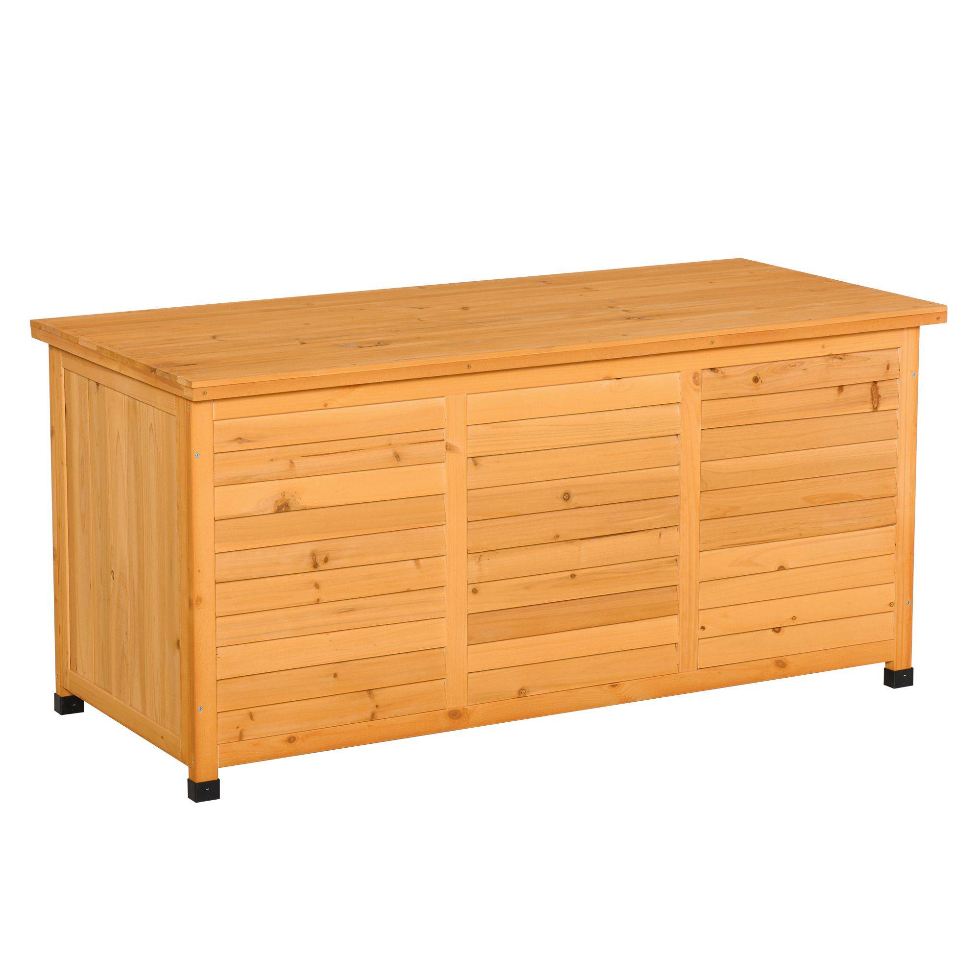ComfortXL - Coffre Jardin Bois Sapin Extérieur Banc Rangement Grande Capacité 127cm Jaune - ComfortXL Outdoor Living - Image 2