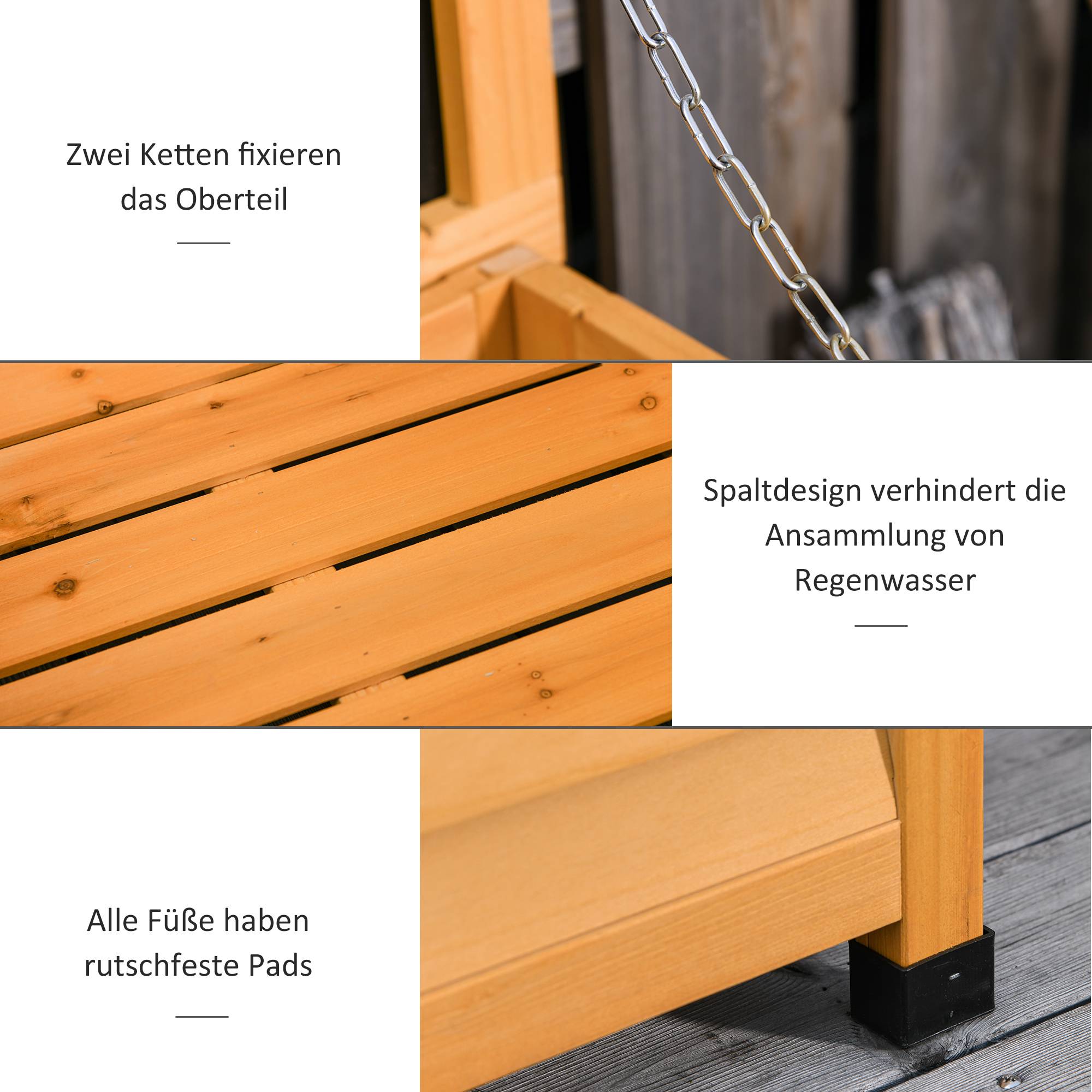 ComfortXL - Coffre Jardin Bois Sapin Extérieur Banc Rangement Grande Capacité 127cm Jaune - ComfortXL Outdoor Living - Image 5