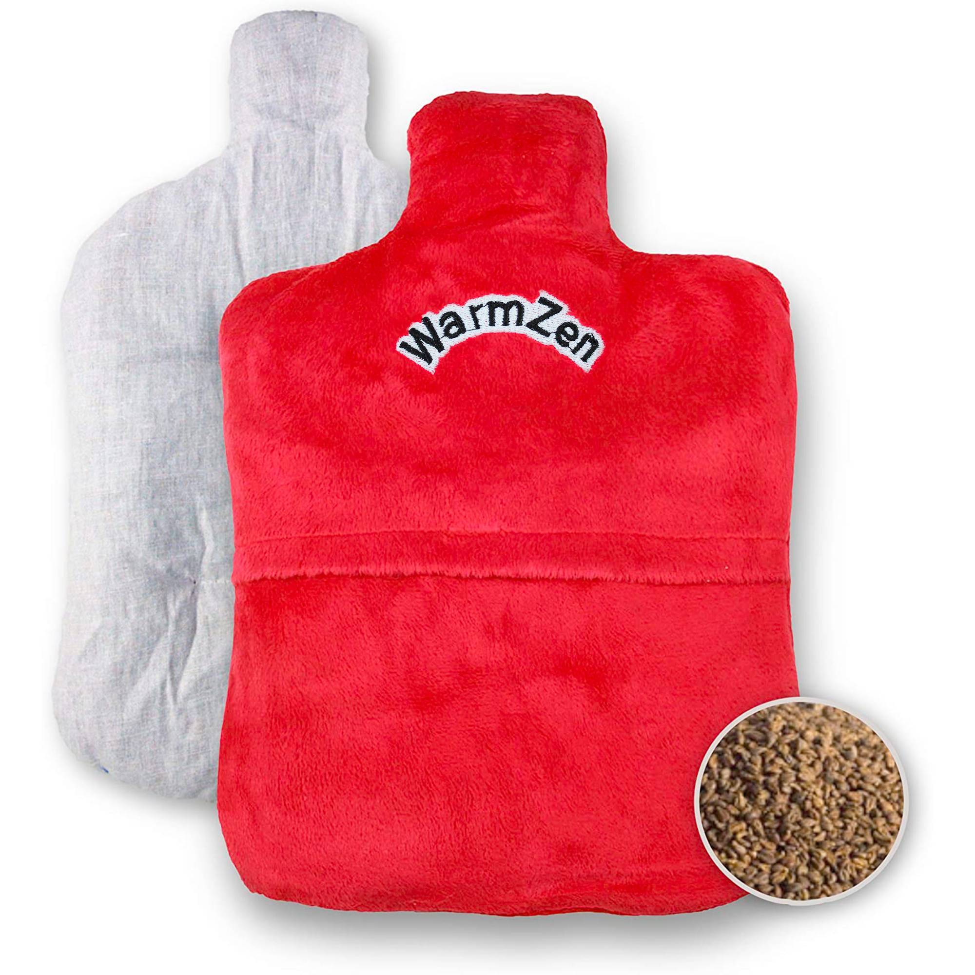 Fishtec - Bouillotte naturelle Pepins de Raisin Polaire rouge Chaud ou Froid Soulage Lavable 30 C - Image 1