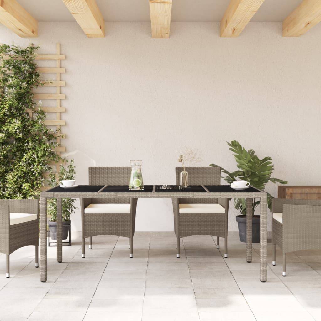 Table de jardin résine tressée verre gris clair 190 x 90 x 75 cm - PANGIVO - Image 3