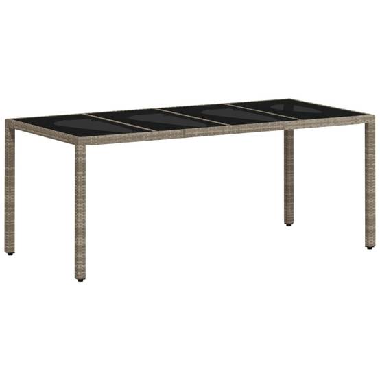 Table de jardin résine tressée verre gris clair 190 x 90 x 75 cm - PANGIVO - Image 2
