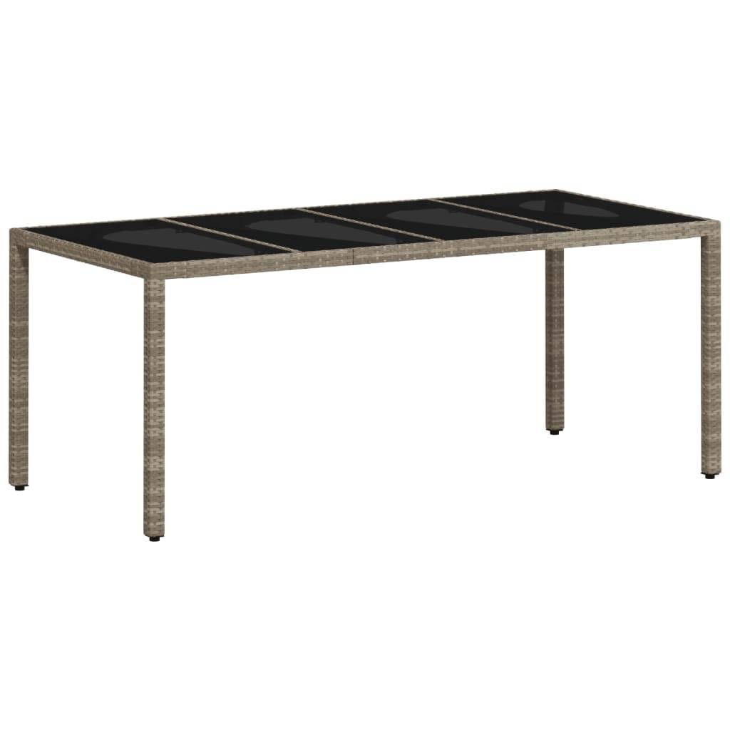 Table de jardin résine tressée verre gris clair 190 x 90 x 75 cm - PANGIVO - Image 2