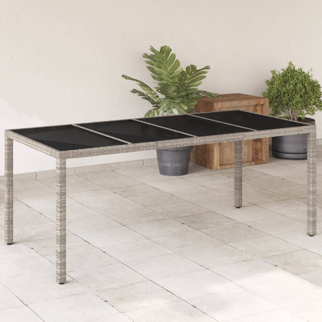 Table de jardin résine tressée verre gris clair 190 x 90 x 75 cm - PANGIVO - Image 1