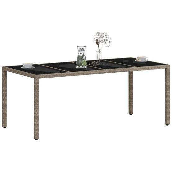 Table de jardin résine tressée verre gris clair 190 x 90 x 75 cm - PANGIVO - Image 4
