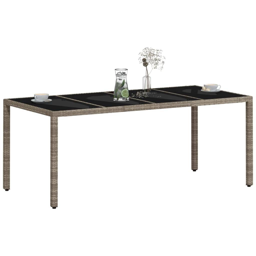 Table de jardin résine tressée verre gris clair 190 x 90 x 75 cm - PANGIVO - Image 4