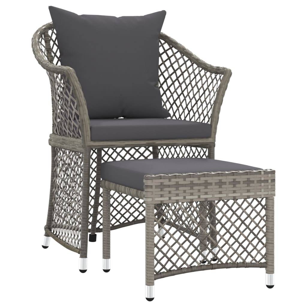 Helloshop26 - Salon de jardin meuble d'extérieur ensemble de mobilier 2 pièces avec coussins gris résine tressée - Imagen 1