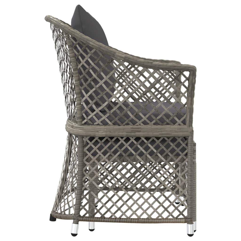 Helloshop26 - Salon de jardin meuble d'extérieur ensemble de mobilier 2 pièces avec coussins gris résine tressée - Imagen 4