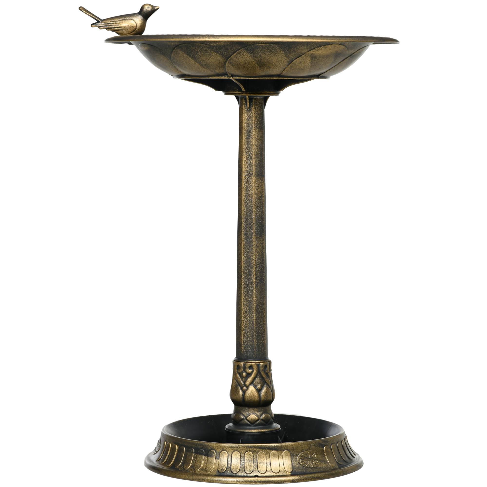 ComfortXL - Bain d’oiseaux polypropylène Ø 50 x H 72 cm bronze jardin jardinière abreuvoir 2-en-1 - ComfortXL Outdoor Living
