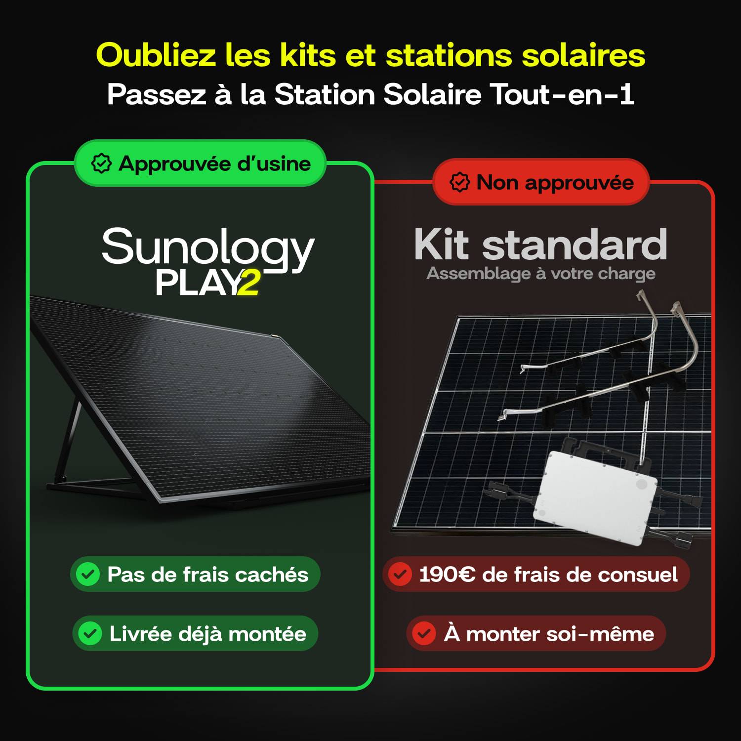 Sunology PLAY2 - Kit 2 panneaux solaires complet 920W bifacial – 2 Stations solaire livrées totalement assemblées – Installation au sol ou au mur - Image 8
