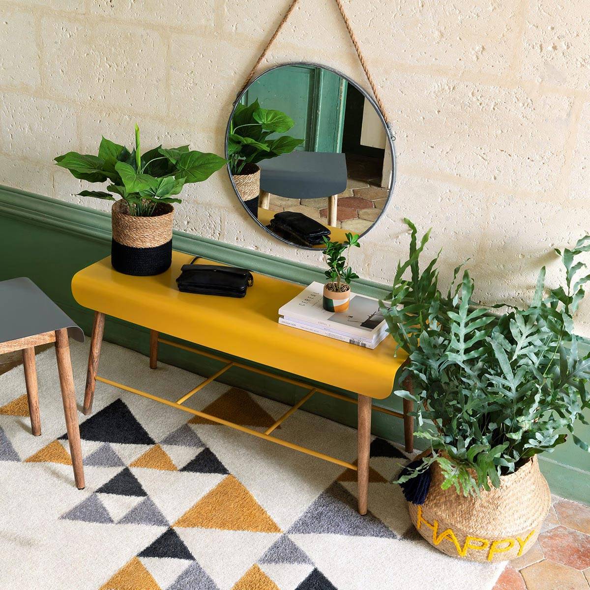 Miroir mural en Métal Gris avec corde D 37 cm - Imagen 3