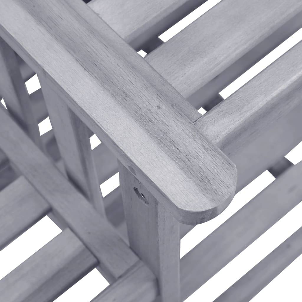 Salon de Jardin 2 Personnes en Bois d'Acacia Gris, Banc Double avec Table et Coussins Bleus Inclus – ComfortXL Outdoor Living - Image 7