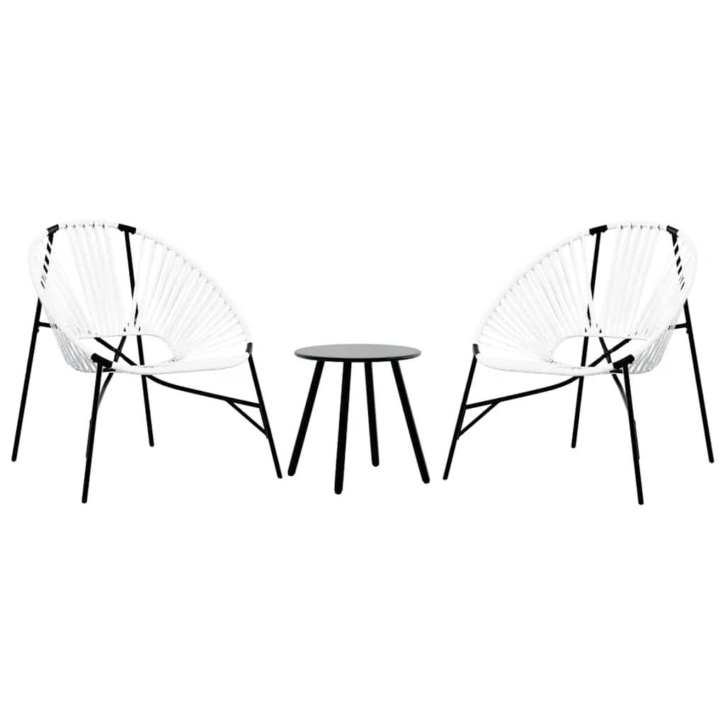 PANGIVO - Lot de 3 Chaises de jardin noir et blanc résine tressée 77 x 68,5 x 82 cm - PANGIVO - Image 2