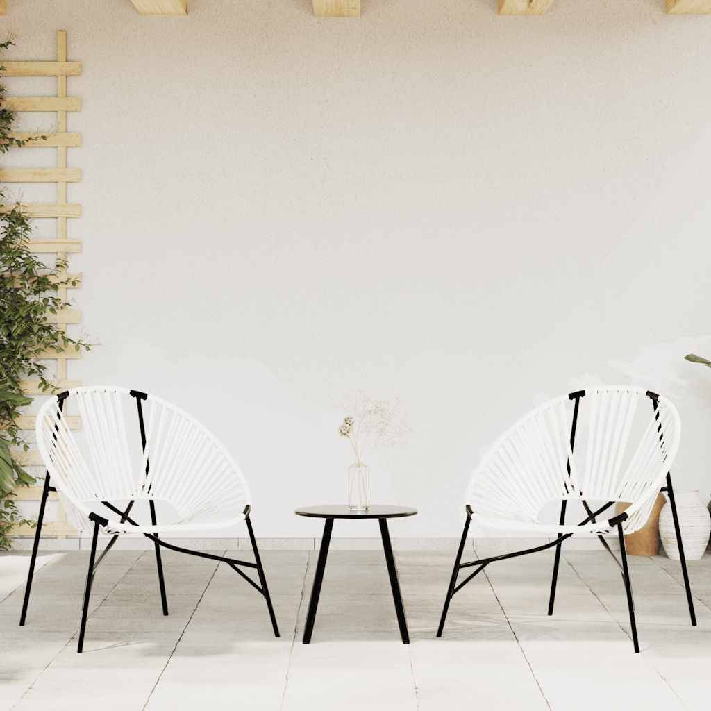 PANGIVO - Lot de 3 Chaises de jardin noir et blanc résine tressée 77 x 68,5 x 82 cm - PANGIVO - Image 1